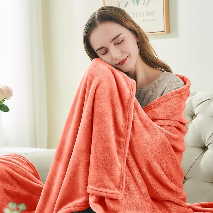 BEDELITE Fleece Blanket Coral Red Throw Blankets for Couch & Bed, Luxury Plush Cozy Fuzzy Blanket 50x60 inches, Super Soft Warm Lightweight Throw Blanket for Travel Camping