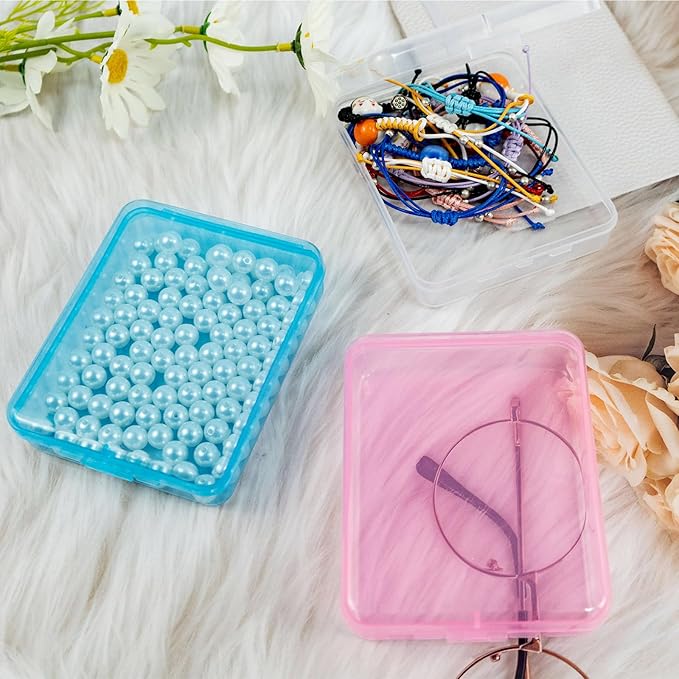 6 Pcs Mini Transparent Plastic Storage Containers Box Portable Travel Cotton Pad Holder Small Cosmetic Pad Cotton Ball Holder Dispenser for Cotton Rounds, Swabs, Floss (3 Colors)