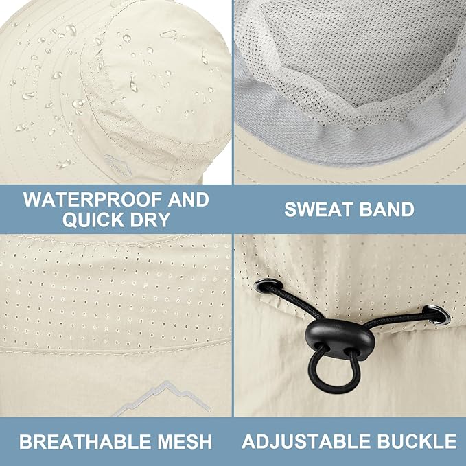 Sun Hat for Men Women with Neck Flap,UPF 50+ UV Protective Hiking Fishing Hats,Wide Brim Sun Hat for Women&Men