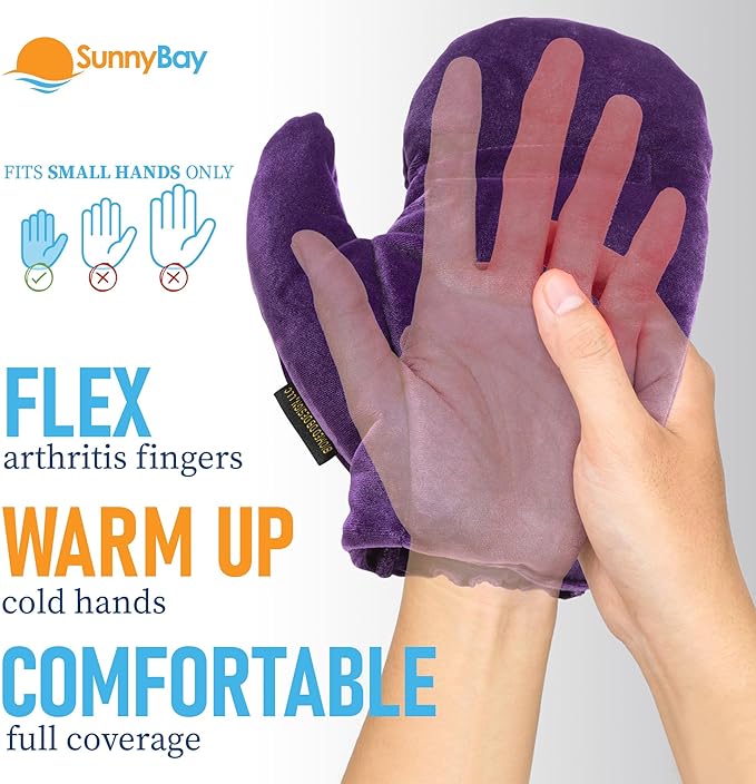 SunnyBay Microwavable Heated Hand Warmer Gloves for Women and Men, Weighted Arthritis Gloves for Women for Pain, Stay-on Wrist Elastic and Bulk-Free Grip for Maximum Functionality, Pair(Small)