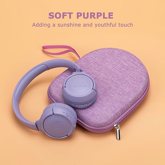 Ginsco Case Compatible with JBL Tune 510BT/520BT/500BT with Sony WH-CH520/510, Ultra-Slim Hard Shell Headphone Case for On Ear Headphones (Purple)