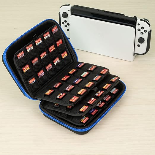 ButterFox 120 Switch Game Case for Nintendo Switch, Switch Game Card Storage Holder or SD Memory Card Case (120 Blue/Black)