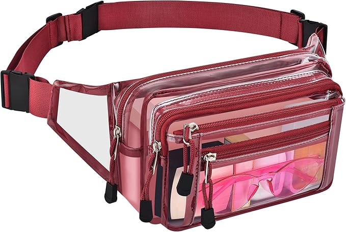 Clear Bag Stadium Approved Clear Fanny Pack for Women for Work,Multi-purpose Waist Bag for Travel & Sporting Event