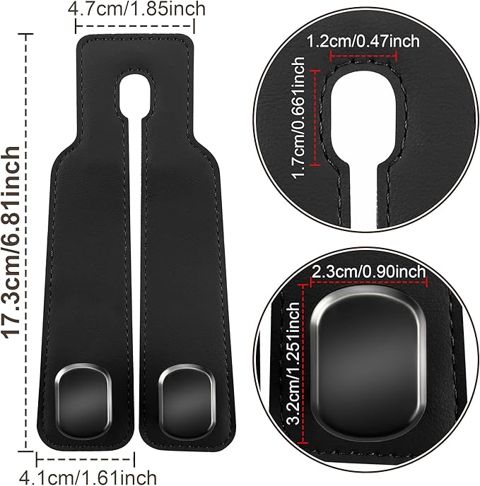 Amelity Car Seat Headrest Hooks for Bags Purses Groceries, 2 Pack Black