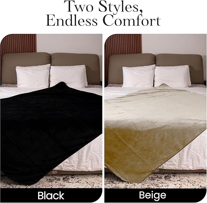 Waterproof Blanket for Bed Intimacy (82"x 82" King Size) Reversible Plush Fleece, Love Blanket, Moisture Absorbent TPU Layer Stain Proof Couch Bed Mattress Water Proof Cover Beige/Black