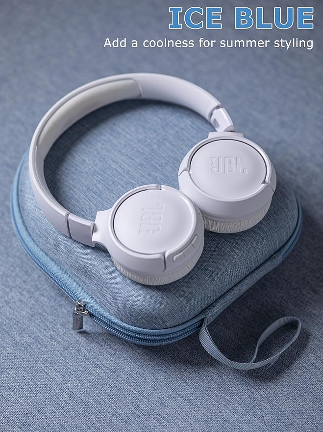 Ginsco Universal Headphone Case Compatible with JBL Tune 510BT 720BT, Sony WH-CH 720N/WH-CH520, with Bose/JBL/Soundcore Life Q20i Q30/BERIBES/TOZO/KVIDIO etc Wireless Headphones Light Blue