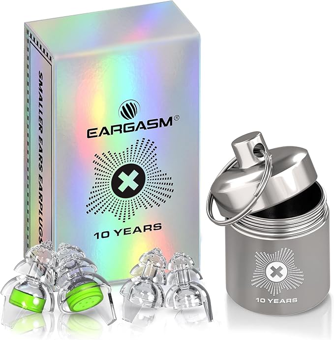 Eargasm Smaller Ears X Edition Earplugs for Concerts, Festivals, Musicians, Night-Life, Motorcycle Hearing Protection - Reusable Ear Plugs for Small Ears, High Fidelity Noise Reduction up to 21 dB