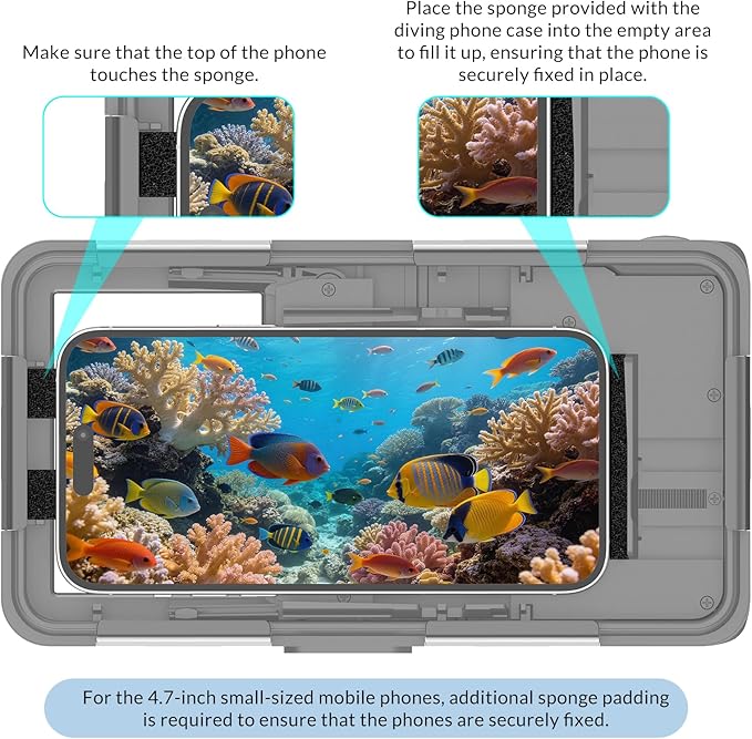 2026 Underwater Snorkeling Diving Phone Case for Phone 17/16/15/14/13/12Pro Max/Galaxy S26/S25/S24/S23.(50ft/15m) Professional Scuba Dive Waterproof Case Underwater Photo Video（Gray）