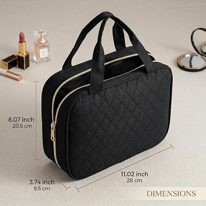 MODENGKONGJIAN Travel Toiletry Bag - Hanging Toiletry Bag for Women, Waterproof Makeup Cosmetic Bag Travel Organizer for Accessories, Shampoo, Full-size Container, Toiletries (Rose Red)