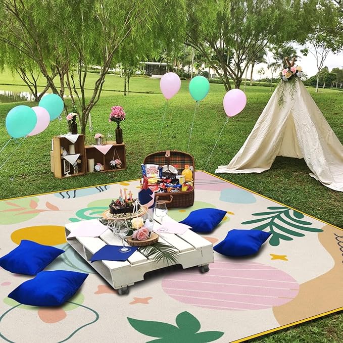 Supfitness Extra Large Picnic Blankets Waterproof Foldable (80 "x 80") Beach Blanket Waterproof Sandproof,3-Layer Thicking Mat Outdoor Packable Camping Blanket