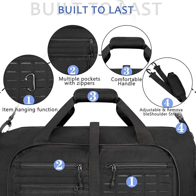 Foldable Travel Duffle Bag,Duffle Bag with Shoes Compartment and Adjustable Strap,Large Packable Travel Bags for Men Women,Waterproof Duffel Bag