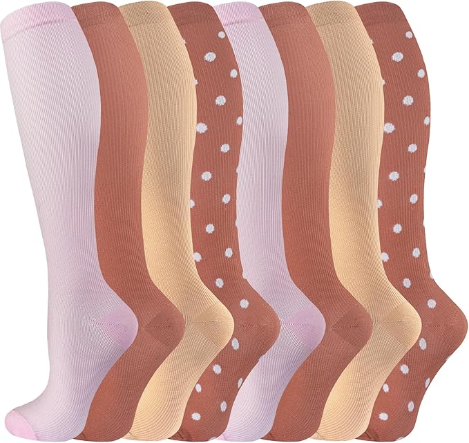 cerpite Compression Socks for Women & Men Circulation 8 Pairs Compression Socks 20-30 mmhg Best for Running,Nurse,Travel