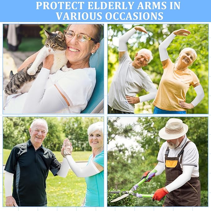 Janmercy 8 Pairs Elderly Skin Thin Protector Sleeves Bruise Abrasions Protective Arm Sleeve