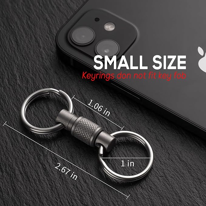FEGVE Titanium Quick Release Swivel Keychain, Pull Apart Detachable Keychain Heavy Duty Car Key Holder with Key Rings