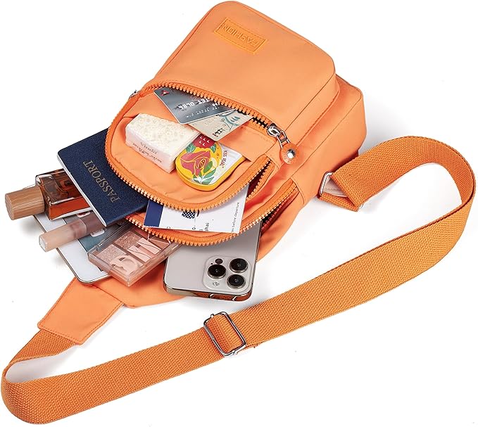 Banelu Small Sling Backpack Crossbody Bags for Women Men, Small Sling Bag Cross Body Bag Fanny Packs Crossbody Purses - Orange