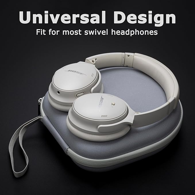 Ginsco Universal Headphone Case Compatible with JBL Tune 510BT 720BT, Sony WH-CH 720N/WH-CH520, with Bose/JBL/Soundcore Life Q20i Q30/BERIBES/TOZO/KVIDIO etc. Waterproof Carrying Case (Gray White)