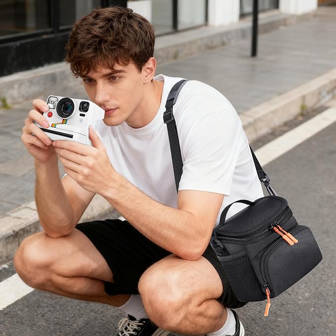 KANG YU Camera Sling Bag Compatible with Polaroid Now+ Generation 3rd/2nd/1st I-Type, Crossbody Camera Bag Compatible with Polaroid Now Instant Camera, Camera Carrying Case with Adjustable Strap