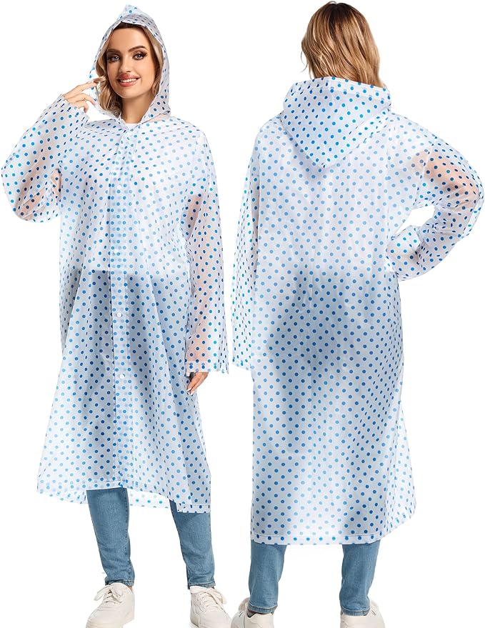 2PCS Rain Ponchos for Adults Reusable Rain Coats for Adults Rain Jackets Raincoats for Men Women