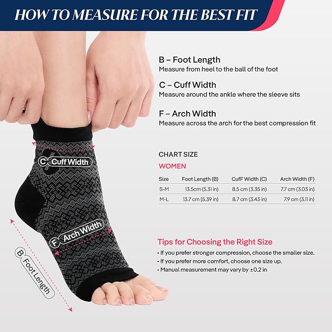 COOLMATE Ankle Support Light Compression Socks for Women and Men, Toeless Arch Support Sleeve for Running, Walking, Workout