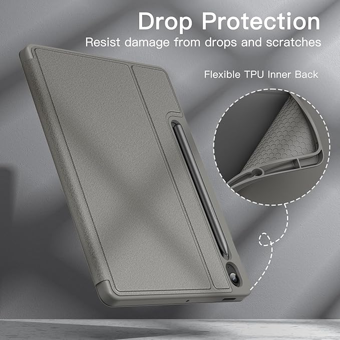 JETech Case for Samsung Galaxy Tab S10 Lite / S10 FE / S9 FE 10.9-Inch with S Pen Holder, Slim Folio Stand Protective Tablet Cover, Multi-Angle Viewing (Gray)