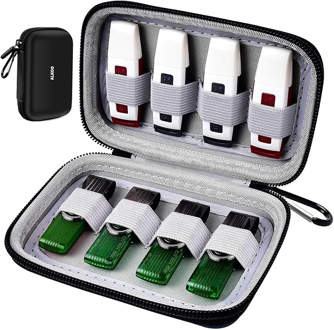 USB Flash Drive Organizer Case – Hard Shell Holder for 8 Thumb Drives & SD/Memory Cards – for SanDisk for Samsung - Storage for Students, Photographers & IT Pros– Travel & Office Use – Bag Only -Black