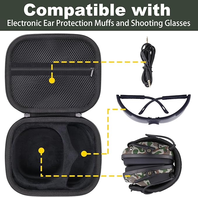 Storage Case Compatible with Walkers Razor Slim/Howard Leight Honeywell Impact Sport Electronic Ear Protection Muffs