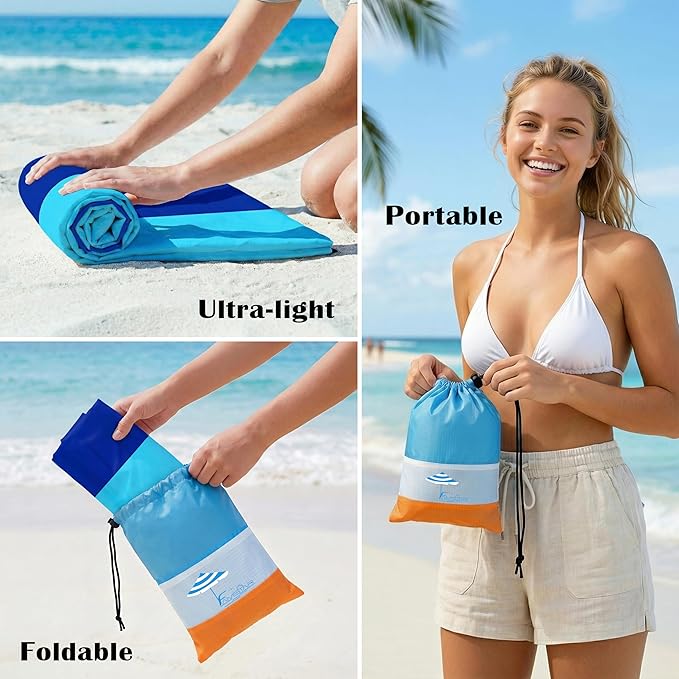 Famstar Beach Blanket Oversized Extra Large 78"X81"/10'X9',Waterproof Sandproof Beach Blanket 2-8 Adults Lightweight Durable for Travel Camping Hiking Picnic