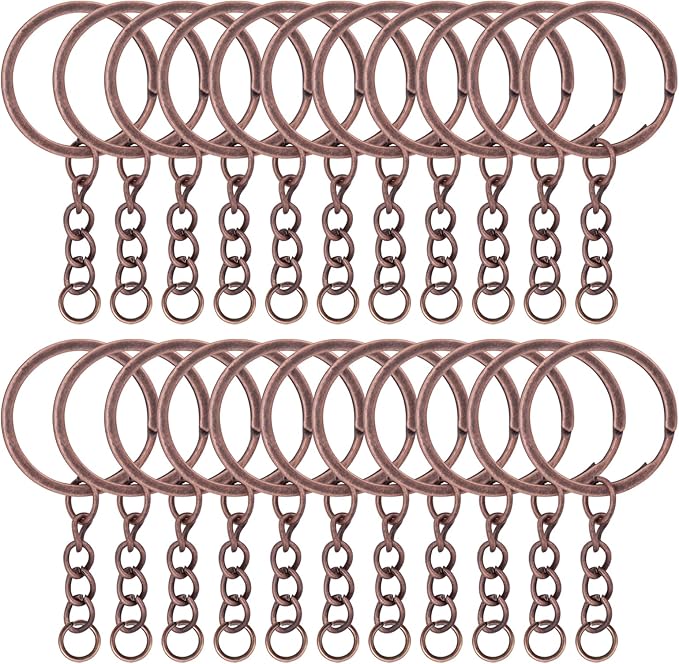 10Pcs Keychain Key Ring with Chain Bulk Split Key Chain,1.1 Inch Key Chains Parts with Open Jump Ring Connector for Jewelry Making Crafts (Bronze)