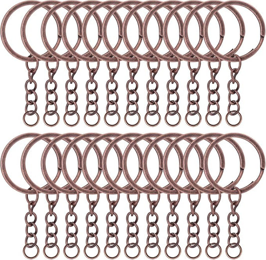 10Pcs Keychain Key Ring with Chain Bulk Split Key Chain,1.1 Inch Key Chains Parts with Open Jump Ring Connector for Jewelry Making Crafts (Bronze)