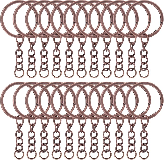 20Pcs Keychain Key Ring with Chain Bulk Split Key Chain，1.1 Inch Key Chains Parts with Open Jump Ring Connector for Jewelry Making Crafts (Bronze)