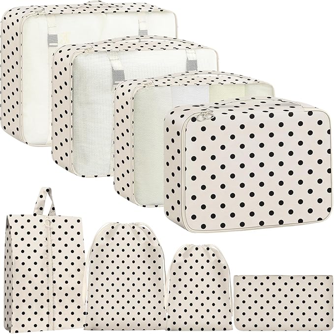 Packing Cubes for Travel - 8 Set Luggage Organizer Bags for Family, Mesh Breathable Packing Cubes for Suitcases Durable Travel Essentials Bags Set
