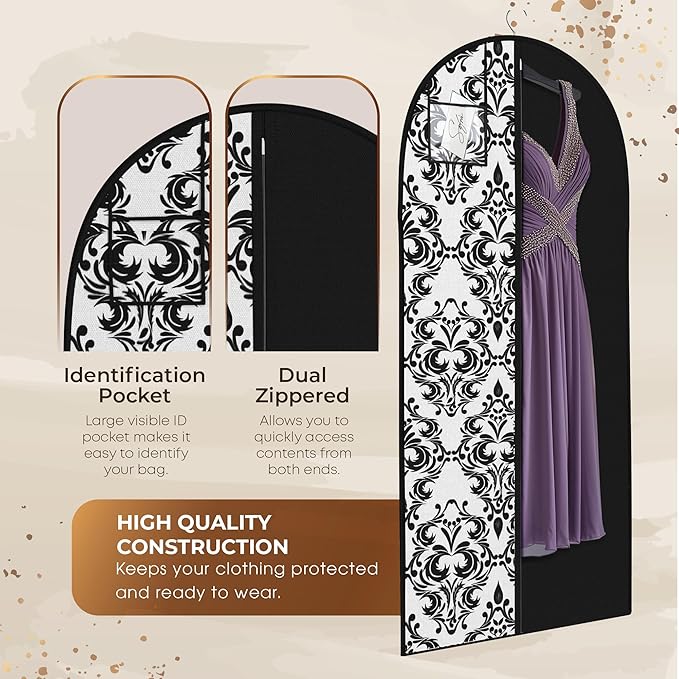 Damask Dress and Gown Garment Travel Bags - 54" x 24" -Women's, Hanging Window