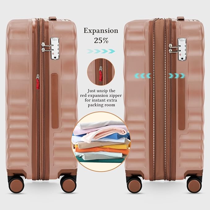 Rosamo 5 Piece Luggage Set Expandable Hardside, 20/24/28in Suitcases with Matching Travel Bags, 22x14x9 Airline Approved Carry On, TSA Lock, Spinner Wheels, ABS+PC