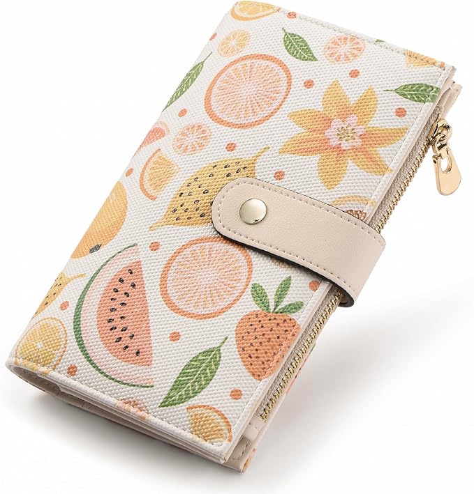 yiijay Womens Wallet RFID Blocking Vegan Leather Trifold Clutch Credit Card Holder Ladies Travel Wallet Purse with Pen Holder
