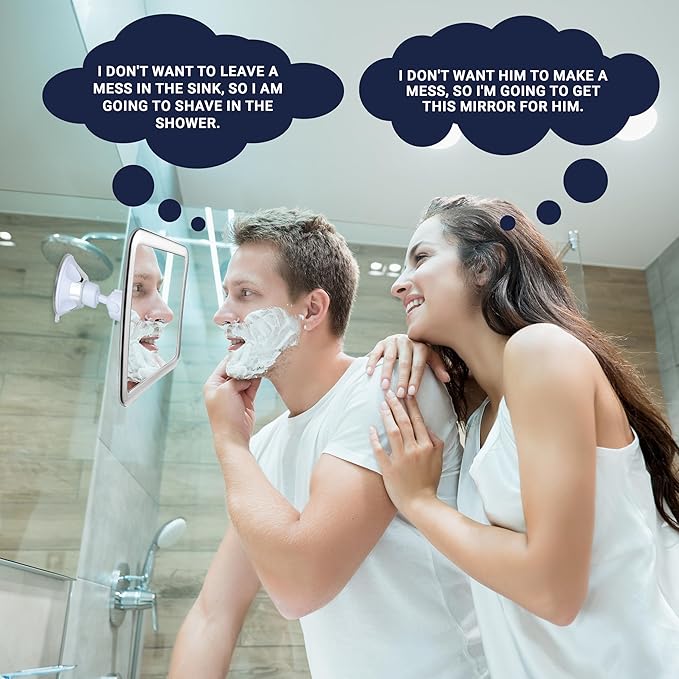 MIRRORVANA Fogless Shower Mirror for Shaving with Upgraded Suction, Anti Fog Shatterproof Surface and 360° Swivel, No Magnification, 6.3" x 6.3" (Chrome)