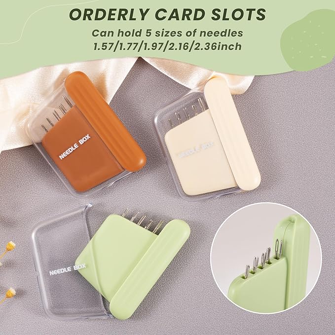 Portable Travel Magnetic Sewing Needles Case with 5 Sizes 10 PCS Sewing Sharp Needles Hand Quilting Needles,Embroidery Needles Magnetic Needle Holder for Hand Sewing Art Crafts Repair(Green)