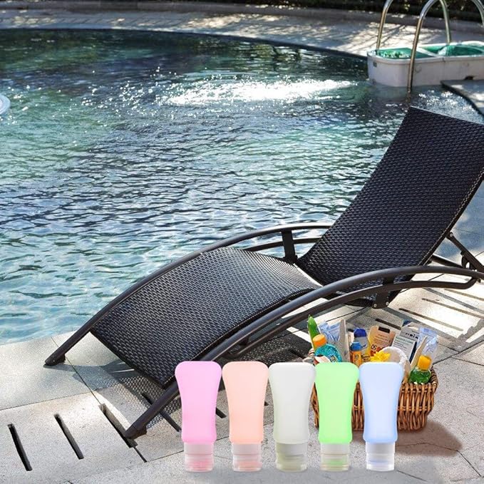 5 Pack TSA Approved Travel Bottles Sets, 3 Ounce Leakproof Silicone Travel Containers Liquid Portable Leakproof Travel Size Bottles for Shampoo Conditioner Lotion Toiletries