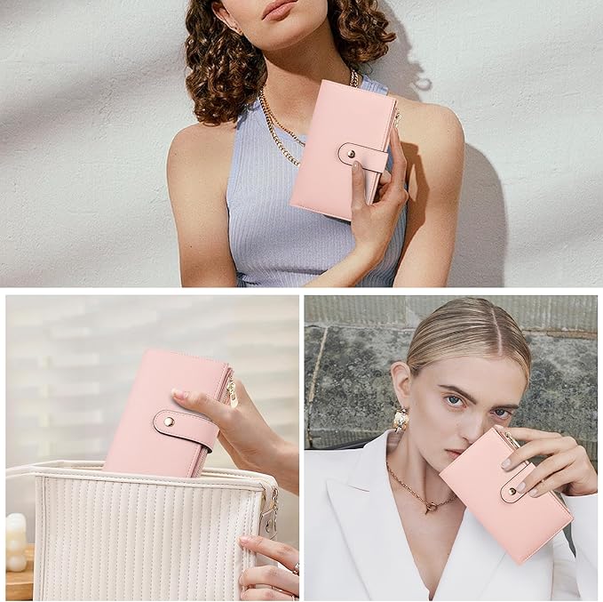 yiijay Womens Wallet RFID Blocking Leather Trifold Clutch Wallet Credit Card Holder Ladies Travel Wallet Purse with Pen Holder
