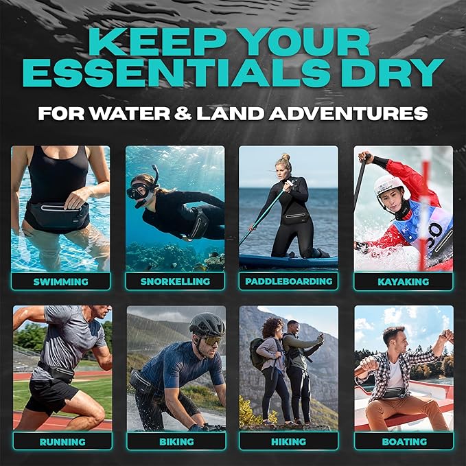 DRENCH Waterproof Fanny Pack with Floating Phone Pouch, IPX8 Submersible Waist Pack Dry Bag for Swimming, Snorkeling, Kayaking & SUP, Waterproof Belt Bag for Beach, Travel & Water Sports