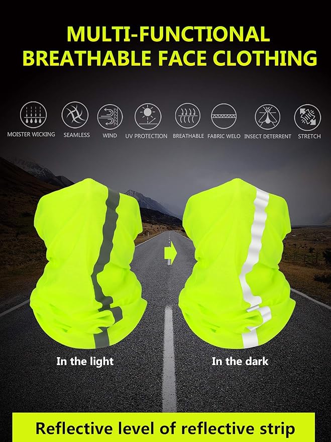 SATINIOR 8 Pcs Neck Gaiter Face Mask, Reflective Summer UV Protection Cooling Scarf Neon Breathable Bandana for Men Women