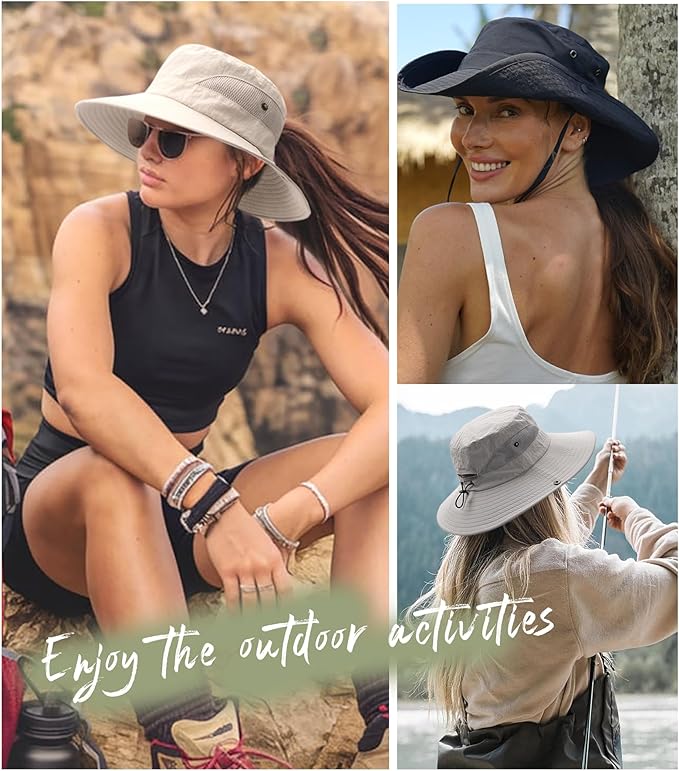FURTALK Womens Sun Hat with Ponytail Hole Beach Hiking Summer Wide Brim UPF 80+ Outdoor Protection Foldable Bucket Hat