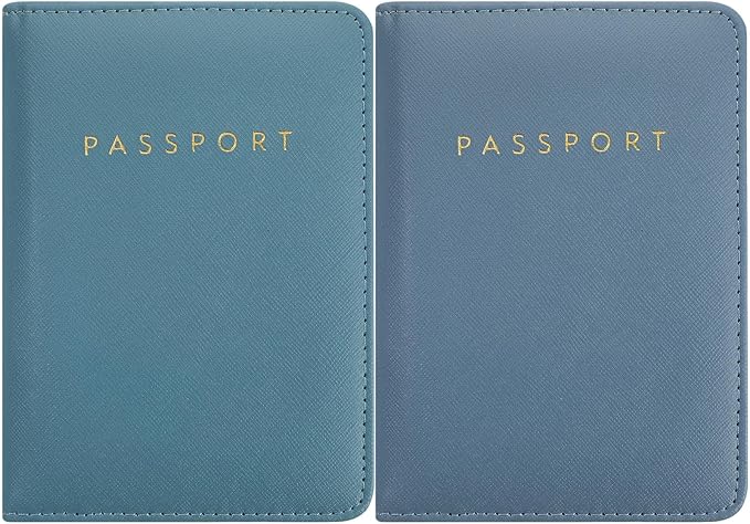 2 Pcs Passport Cover Holder for Travel Waterproof Leather Passport Wallet Case Book Travel Cruise Essentials for Women Men | 2 Pieces