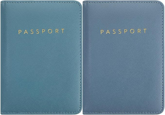 2 Pcs Passport Cover Holder for Travel Waterproof Leather Passport Wallet Case Book Travel Cruise Essentials for Women Men | 2 Pieces