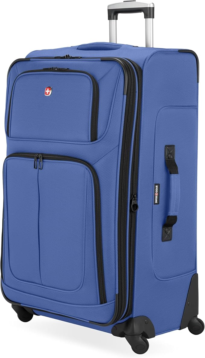 SWISSGEAR Sion Softside Expandable Spinner Luggage Durable Lightweight Travel Suitcase, Regatta, Checked-Large