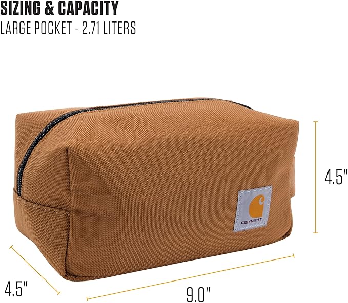 Carhartt Durable Travel Kit, Organize Essentials W/the Water Resistance Toiletry Bag, Carhartt Brown