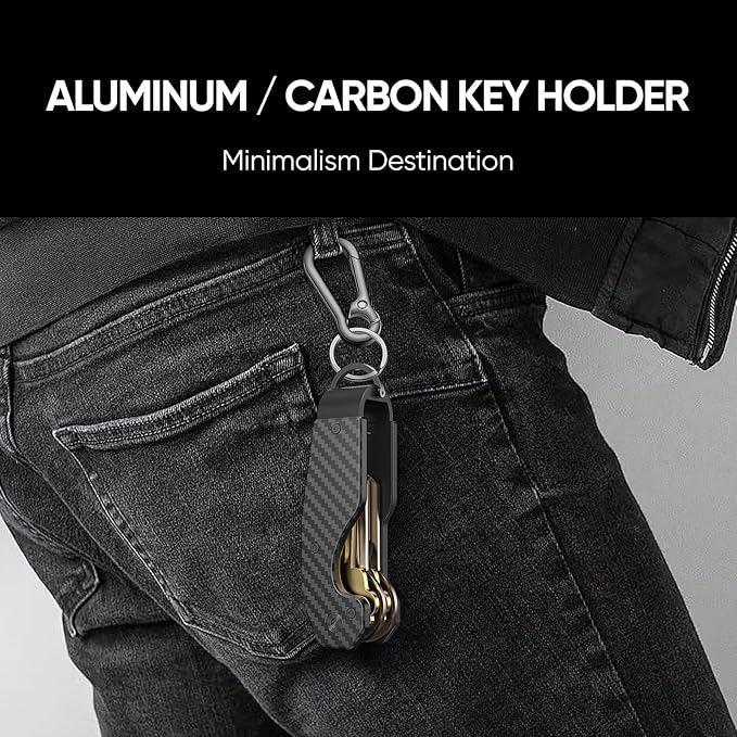 QEG Key Organizer,Keyholder Keychain, Compact Metal Key Case, Minimalist Key Fob,Keychain For Men,Holds 2-6keys