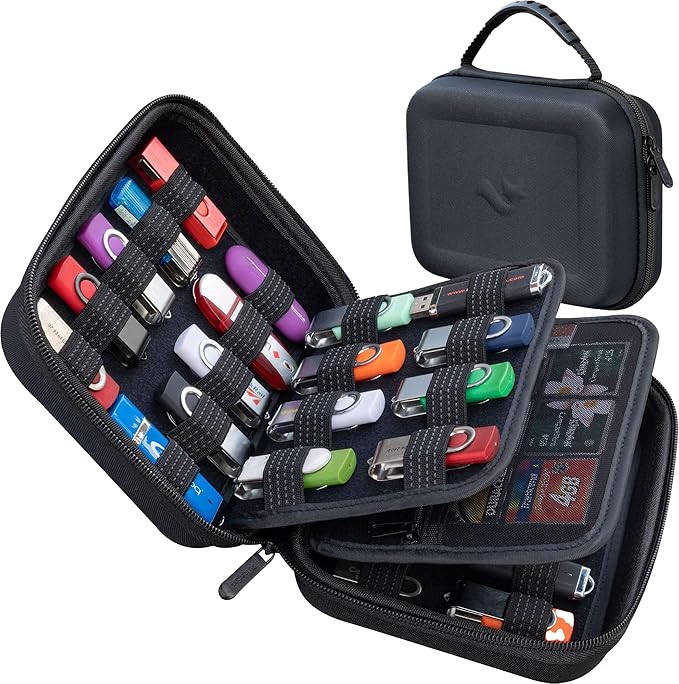 ButterFox Large Capacity 36 USB Thumb Flash Pen Drive Storage Holder/Memory Card SD Card Holder Case/Universial Electronic Accessories Organizer - Medium