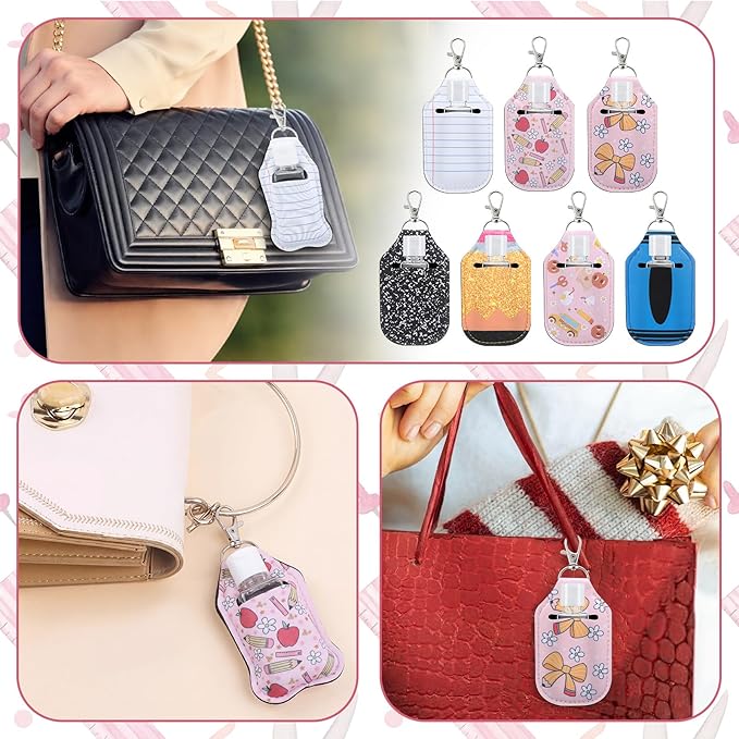 40 Pcs 20 Set Teacher Appreciation Gifts Hand Sanitizer Keychain Holders Set Includes 20 Pieces Empty Bottles 20 Pieces Hand Sanitizer Holder for Teacher Coworker Employees