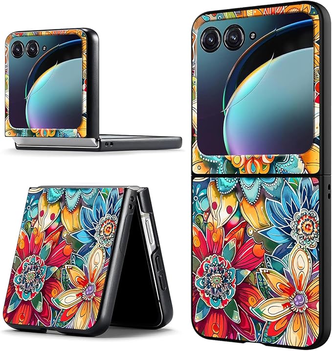 for Motorola Moto Razr Plus 2024 Case,for Moto Razr 50 Ultra Case Cute Slim Hard PC Thin Anti-Scratches Shockproof Protective Phone Cover for Motorola 50 Ultra,Colorful Flower