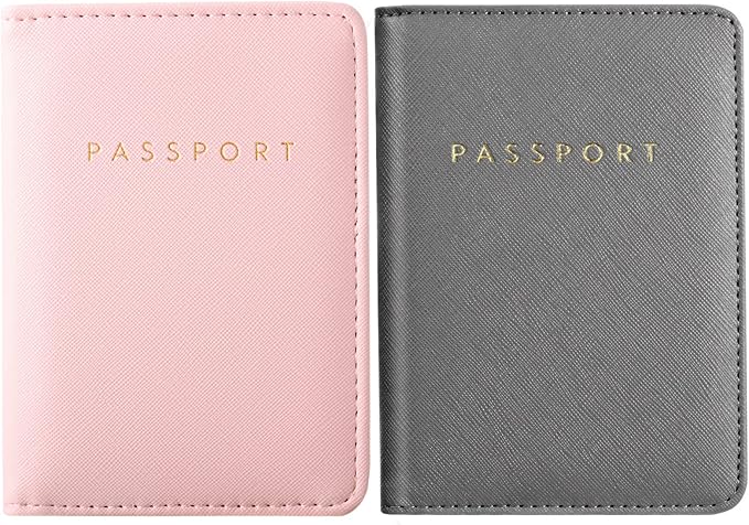 2 Pcs Passport Cover Holder for Travel Waterproof Leather Passport Wallet Case Book Travel Cruise Essentials for Women Men | 2 Pieces